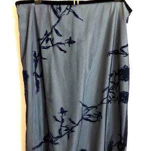 Norton McNaughton Skirt Sz 10 Light Blue Liner with Black Velvet Trim Mesh Over